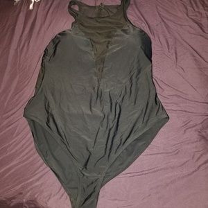 All black one piece bathing suit